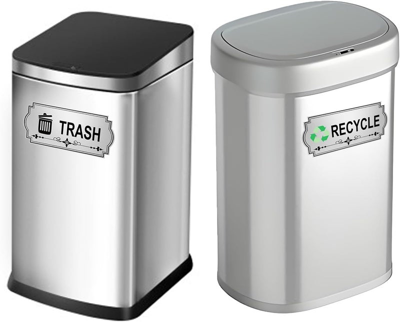 Hepertise Recycle Stickers for Trash Bins - Enhance Your Recycling Bin with Trash Can Stickers for Kitchen 2 Set - Image 2